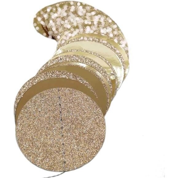 Glitter Champagne Gold Paper Circle Garland Party Wedding Baby Shower Decoration - Picture 6 of 8